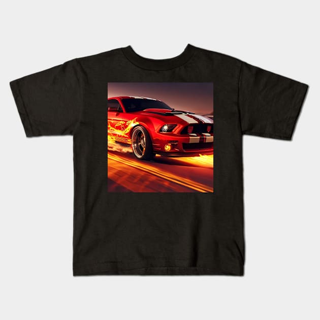 Red Ford Shelby Mustang GT500 Kids T-Shirt by The Universal Saint